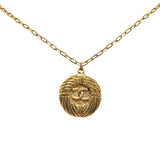 Chanel Gold Plated CC Round Pendant Necklace