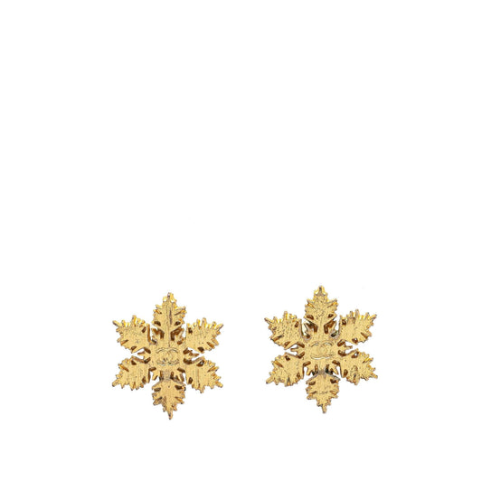 Chanel Gold Plated CC Snowflake Clip On Earrings (SHG-aKeOwk)
