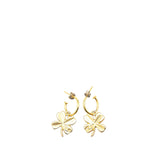 Chanel Gold Plated Clover Hoop Push Back Earrings