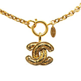 Chanel Gold Plated Quilted CC Pendant Necklace