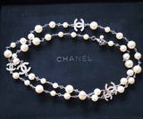 CHANEL 5 CC GRADUATED PEARL CRYSTAL LONG NECKLACE