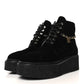 CHANEL CC VELVET LACE-UP CHAIN COMBAT BOOTS