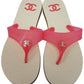 CHANEL INTERLOCKING CC RUBER THONG SLIDES
