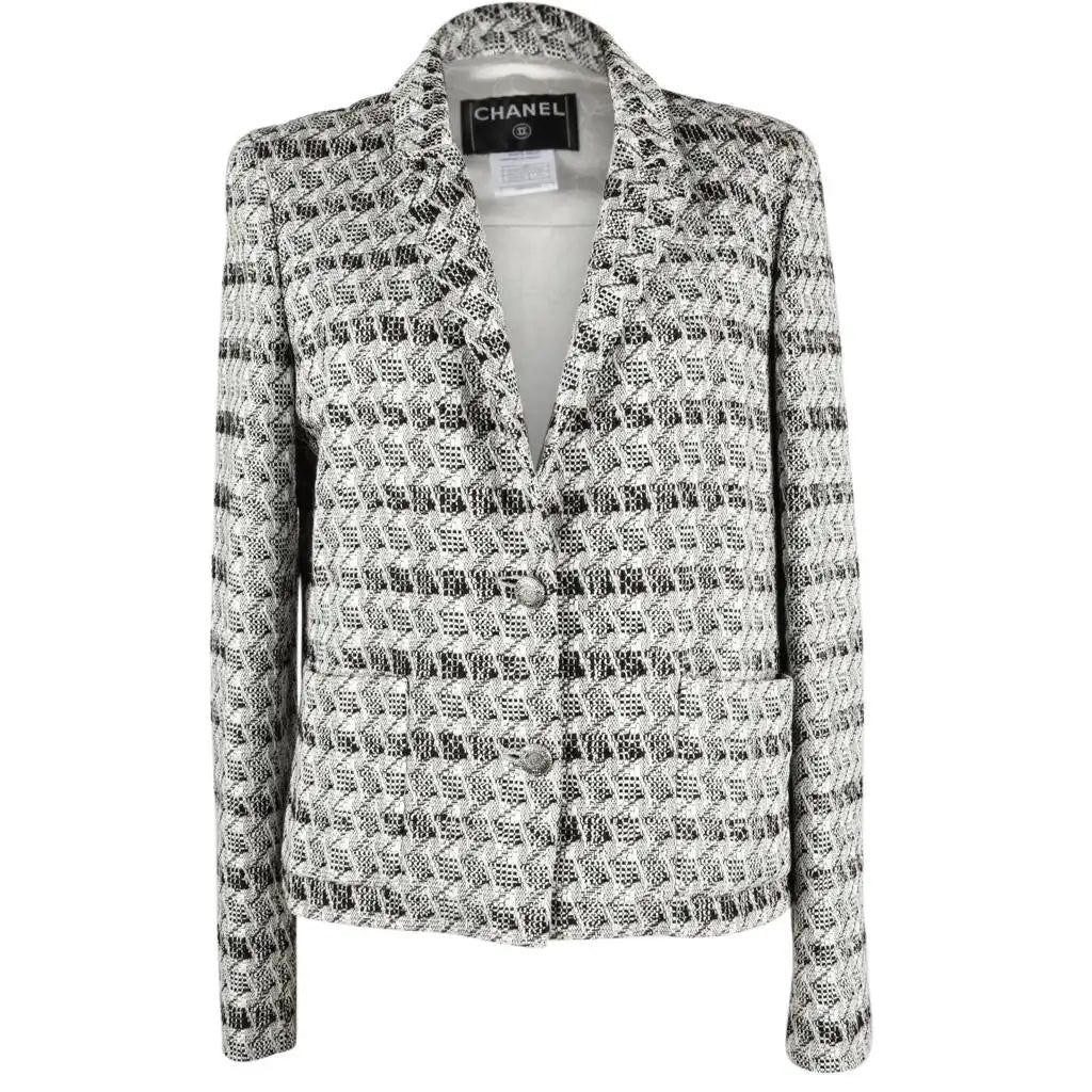CHANEL SUBTLE SILVER THREAD TWEED BLAZER