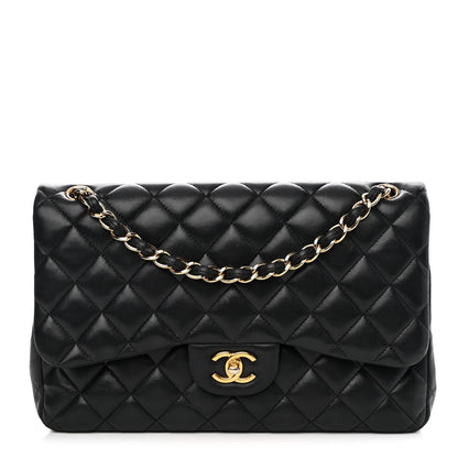 CHL -  QUILTED LAMBSKIN DOUBLE FLAP JUMBO BAG