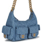 CHANEL LARGE CARGO QUILTED WASHED DENIM HOBO BAG