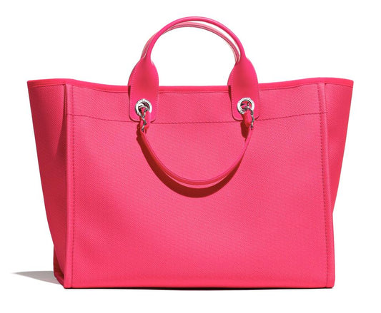 CHANEL DEAUVILLE MIXED FABRIC LARGE TOTE
