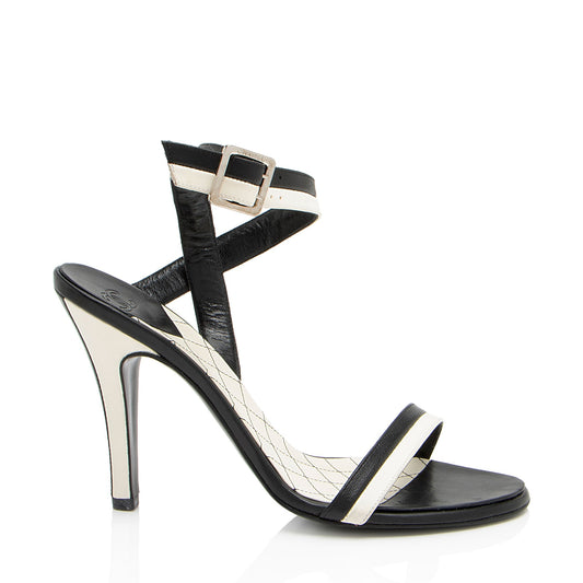 Chanel Bicolor Leather Wrap Sandals - Size 8.5 / 38.5