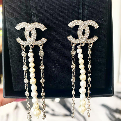 Chanel Logo Drop Earrings