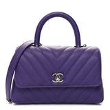 CHANEL MINI COCO HANDLE CHEVRON QUILTED CAVIAR LEATHER BAG