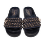 CHANEL TROPICONIC ICONIC GOLD LOGO CHAIN POOL SLIDES
