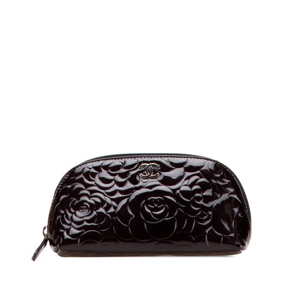 Chanel Patent Camellia Cosmetic Pouch