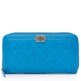 Chanel Patent Leather Boy Zip Around Wallet