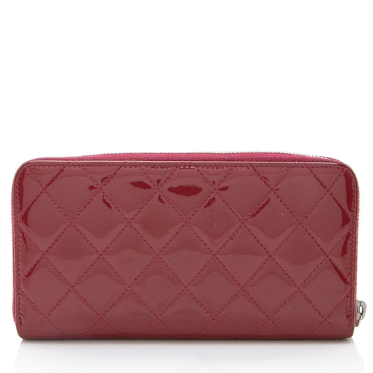 Chanel Patent Leather CC Zip Around Wallet