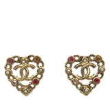 Chanel Pearl Crystal CC Heart Earrings (SHG-UHSA6S)
