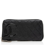 Chanel Quilted Lambskin Ligne Cambon Zip Around Wallet (SHF-zKBMJT)