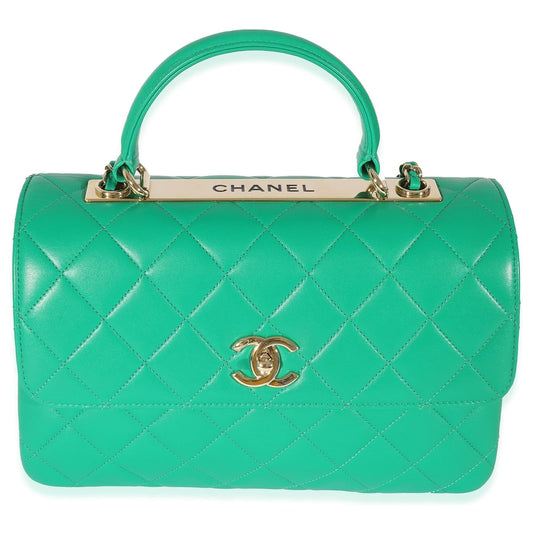 CHANEL QUILTED LAMBSKIN MEDIUM TOP-HANDLE TRENDY BAG