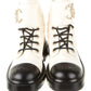 CHANEL CC QUILTED LEATHER CAP TOE CHAIN LINK LOGO COMBAT BOOTS