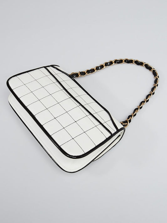 CHANEL White Square Quilted Leather Mademoiselle Small Flap Bag