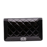 Chanel Quilted Patent Boy Long Wallet