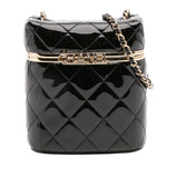 Chanel Quilted Patent Logo Chain Vanity Case
