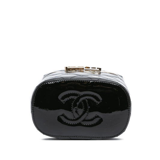 Chanel Quilted Patent Logo Chain Vanity Case