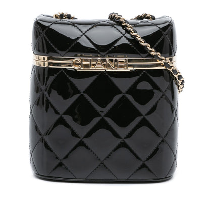 Chanel Quilted Patent Logo Chain Vanity Case