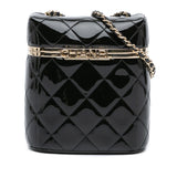 Chanel Quilted Patent Logo Chain Vanity Case