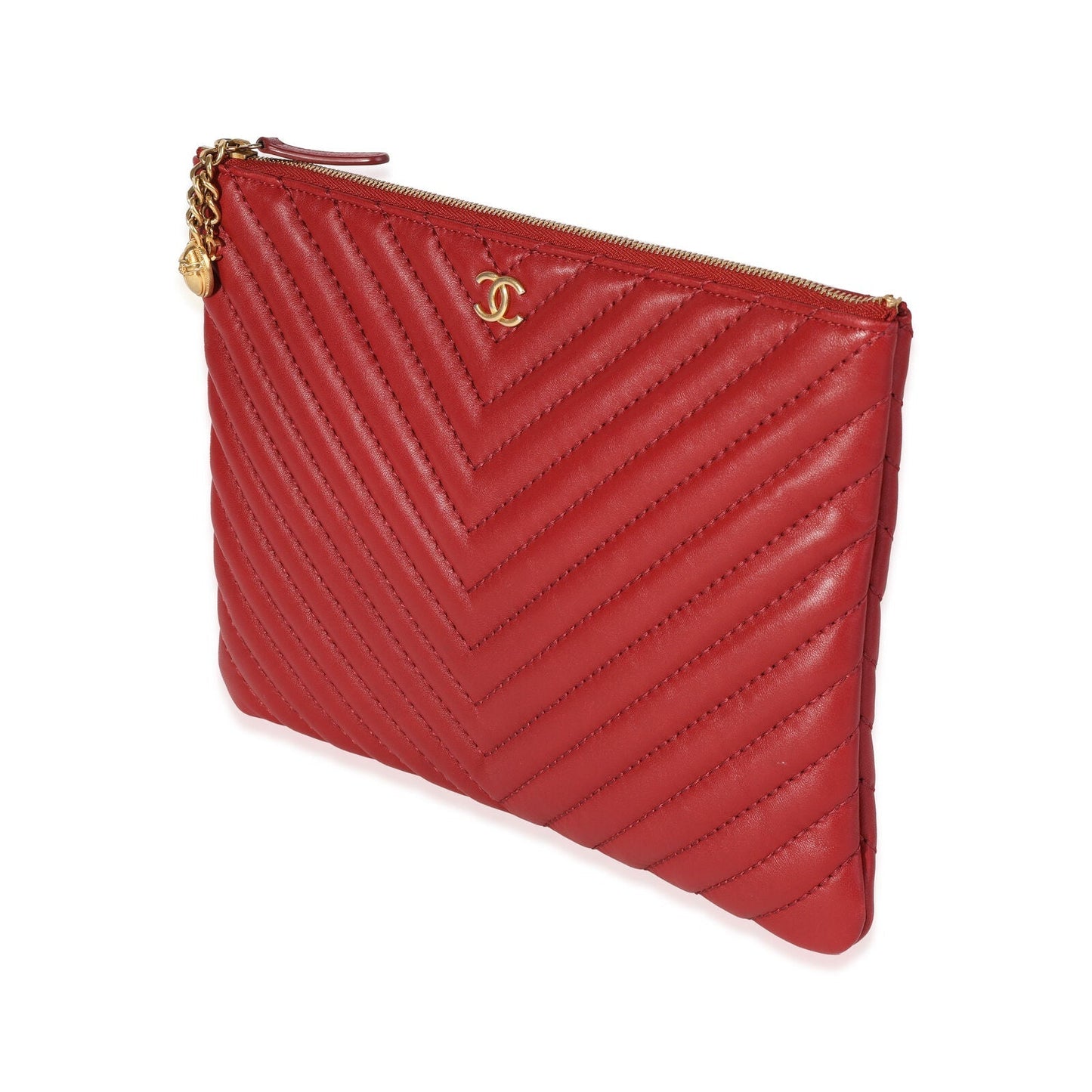 CHANEL CHEVRON QUILTED CAVIAR LAMBSKIN O CASE WITH CHARM