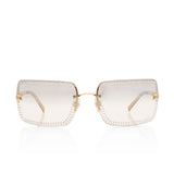 Chanel Rimless Rectangular Crystal Studded CC Sunglasses (SHF-21891)