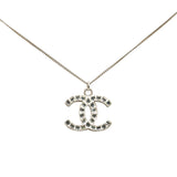 Chanel Silver Plated CC Pendant Necklace (SHG-nUpDpW)