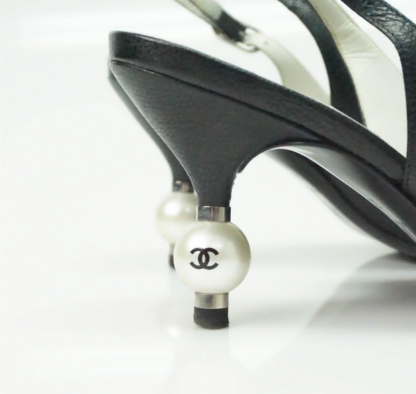 CHANEL CC SLINGBACK SANDAL WITH CC PEARL HEEL