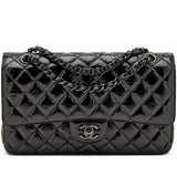 CHANEL SO BLACK QUILTED CRUMPLED CALFSKIN MEDIUM DOUBLE FLAP BAG