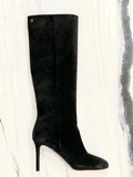 CHANEL CC SUEDE CALFSKIN KNEE HIGH BOOTS