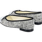 Metallic Silver Chanel Tweed Cap-Toe Ballet Flats