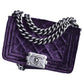 CHANEL VELVET QUILTED MINI BOY FLAP BAG IN PURPLE-HS