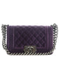 CHANEL VELVET QUILTED MINI BOY FLAP BAG IN PURPLE-HS