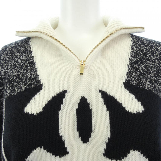 CHANEL CC COLORBLOCK QUARTER ZIP CASHMERE SWEATER