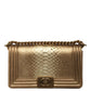 CHANEL METALLIC GOLD PYTHON LEATHER MEDIUM BOY FLAP BAG