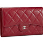 CHANEL CAVIAR QUILTED RED FLAP TRIFOLD WALLET