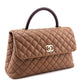 Chanel Beige Caviar & Lizard Quilted Medium Coco Handle Flap Bag