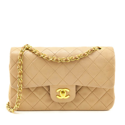 Chanel Beige Lambskin Quilted Medium Double Flap Bag
