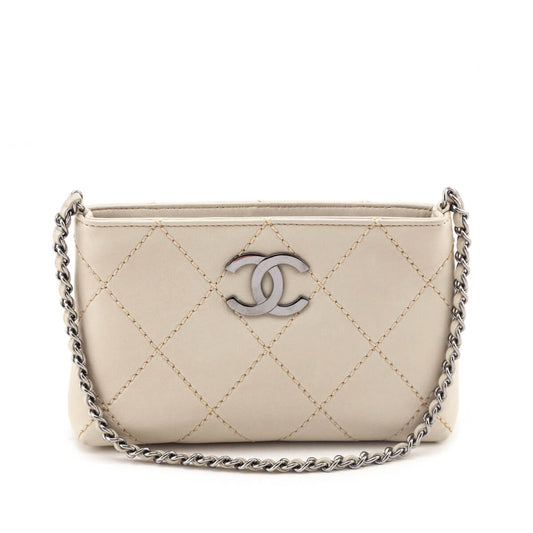 Chanel Beige Lambskin Surpique Stitch Pochette