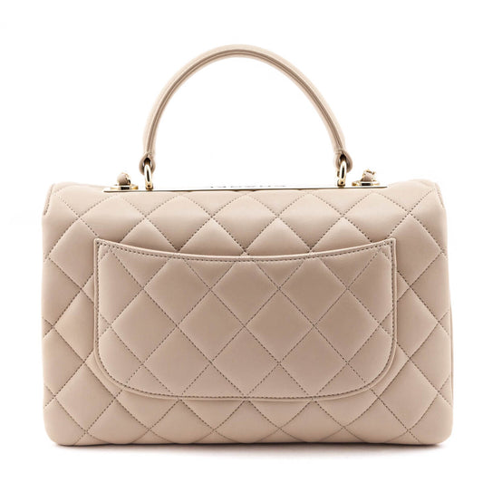 Chanel Beige Quilted Lambskin Medium Trendy CC Flap Dual Handle Bag