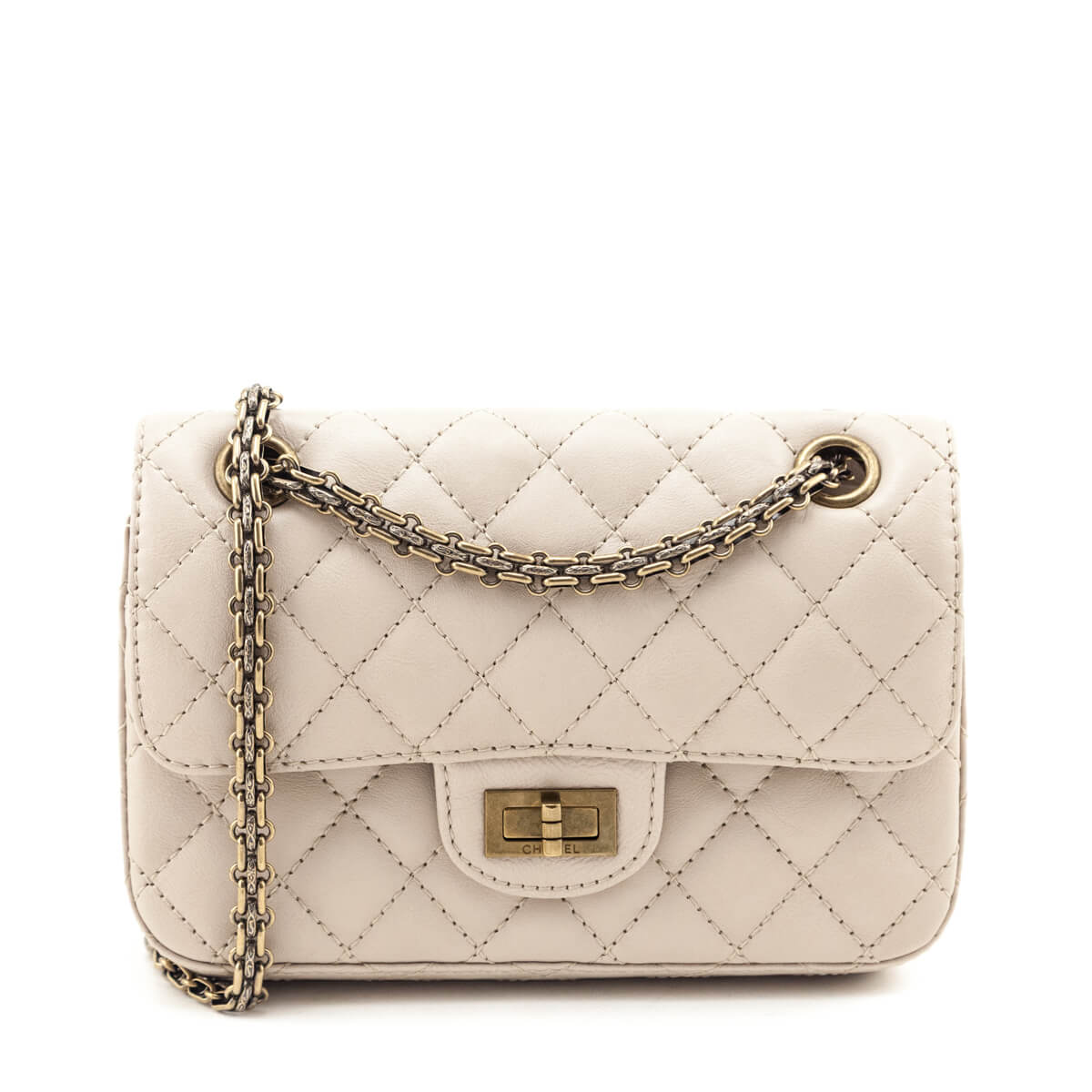 Chanel Beige Sheepskin Quilted 2.55 Reissue Mini Double Flap Bag