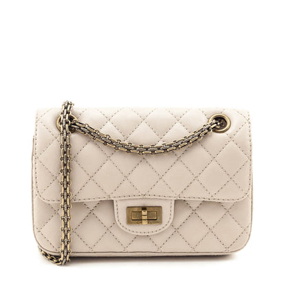 Chanel Beige Sheepskin Quilted 2.55 Reissue Mini Double Flap Bag