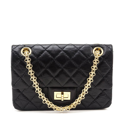 Chanel Black Aged Calfskin Quilted 2.55 Reissue Mini Flap Bag