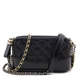 Chanel Black Aged Calfskin Quilted Small Gabrielle Clutch With Chain