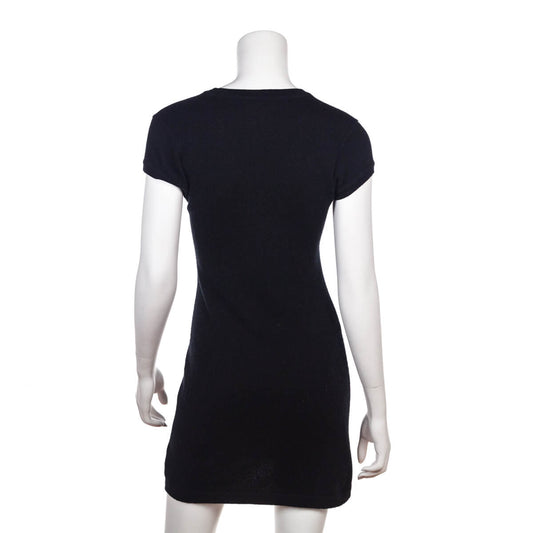 Chanel Black Cashmere Knit Coco Mini Dress Size XS | FR 36