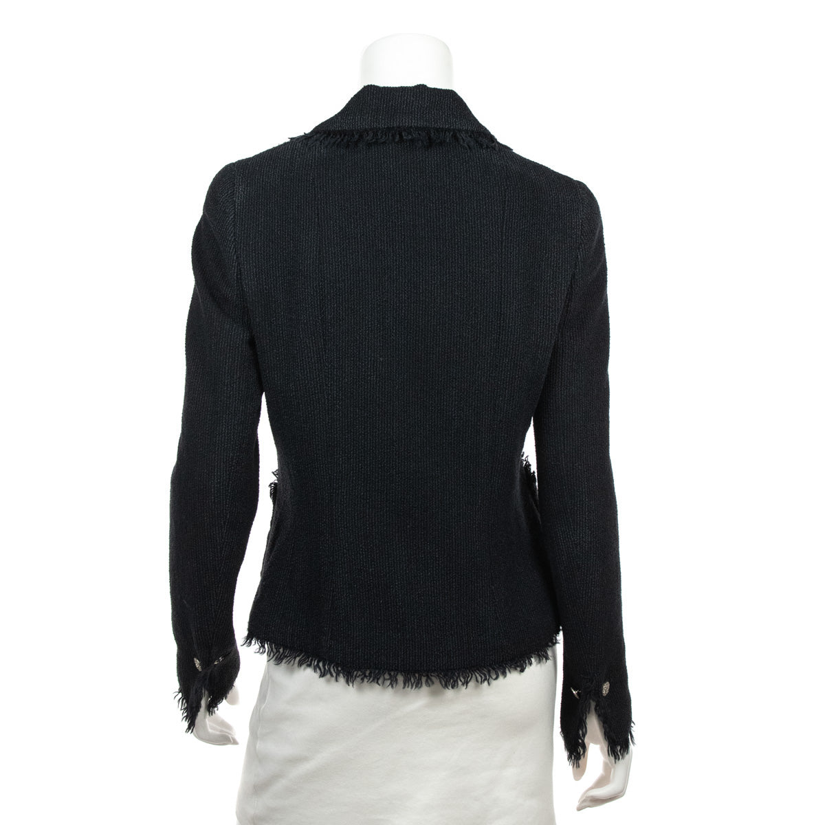 Chanel Black Frayed   Jacket Size S | FR 38